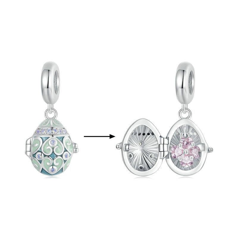 925 Sterling Silver Easter Egg Diy Pendant