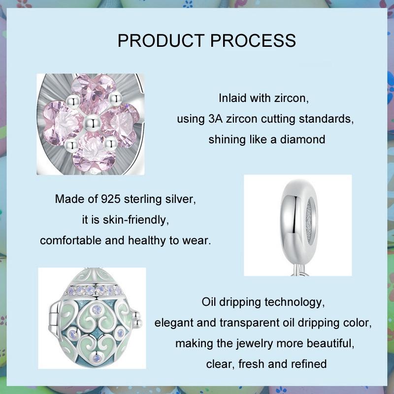 925 Sterling Silver Easter Egg Diy Pendant