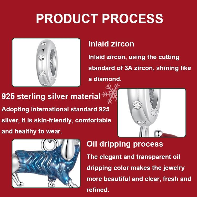 925 Sterling Silver Dachshund Pendant Animal Beads