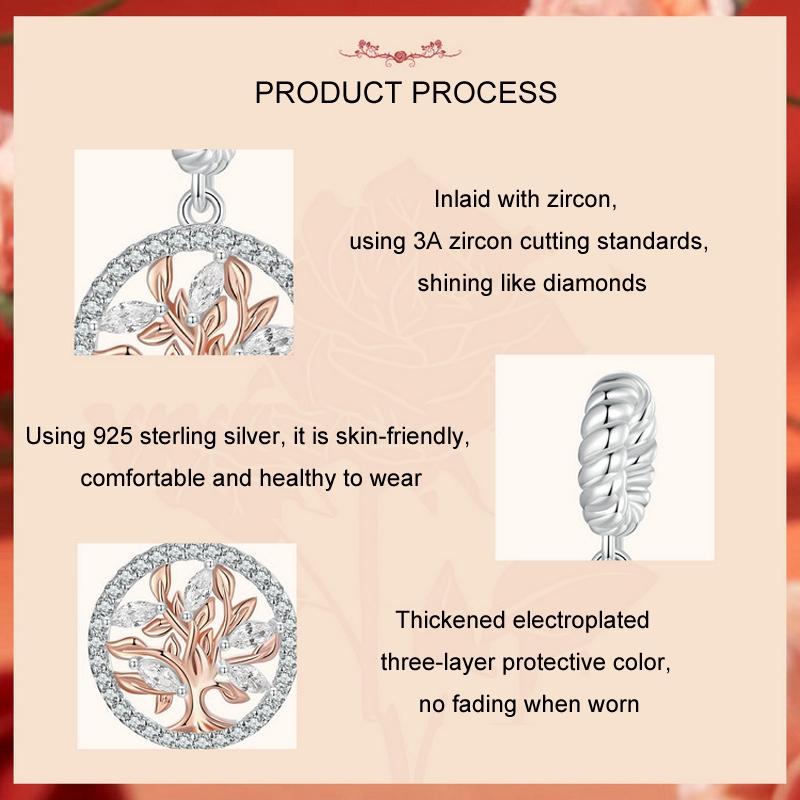 925 Sterling Silver Rose Gold Tree Of Life Pendant