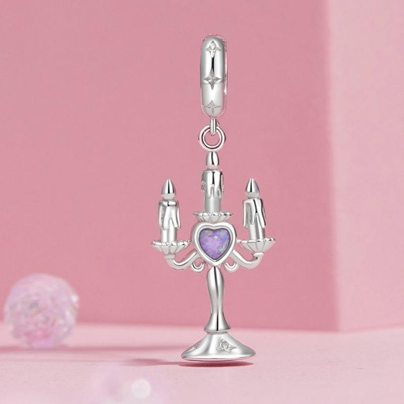 925 Sterling Silver Retro Pattern Candlestick Pendant In