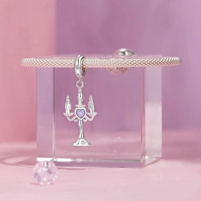 925 Sterling Silver Retro Pattern Candlestick Pendant In