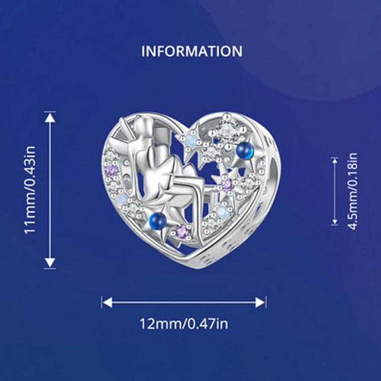 925 Sterling Silver Diy Elf Heart Bead Bracelet & Necklace Set