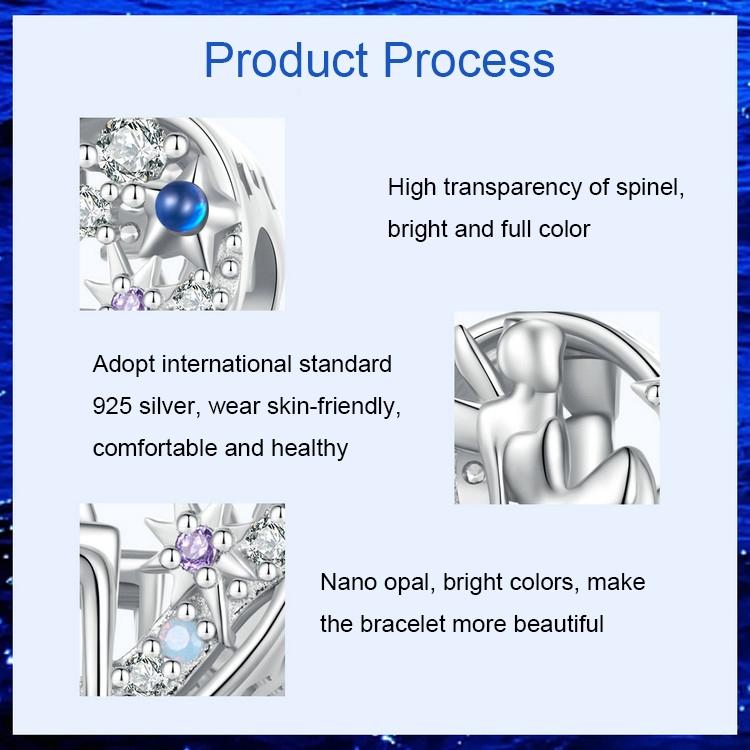 925 Sterling Silver Diy Elf Heart Bead Bracelet & Necklace Set