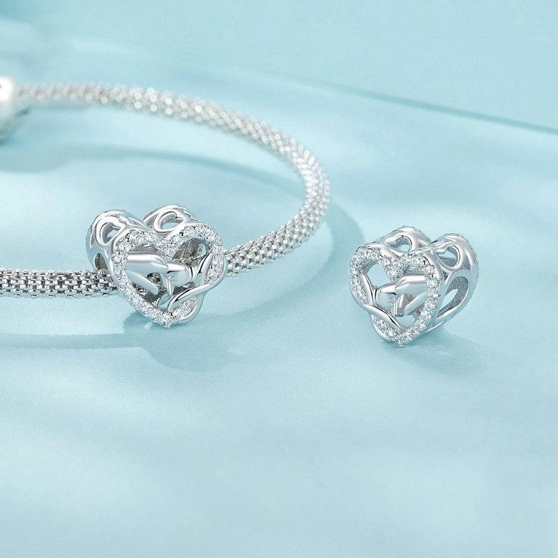 925 Sterling Silver Infinity Love Bracelet With Heart Beads