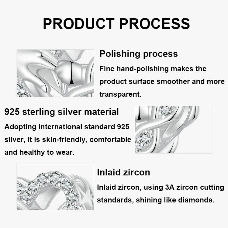 925 Sterling Silver Infinity Love Bracelet With Heart Beads