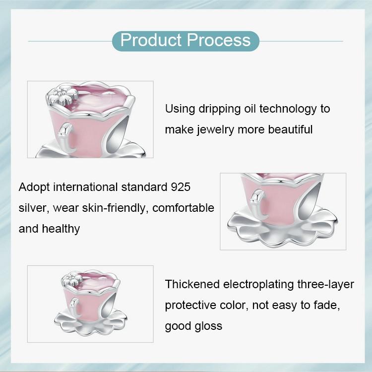 925 Sterling Silver Flower Beaded Bracelet For Coffee Lovers