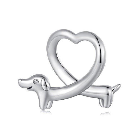 925 Sterling Silver Dachshund Bead Animal Accessory