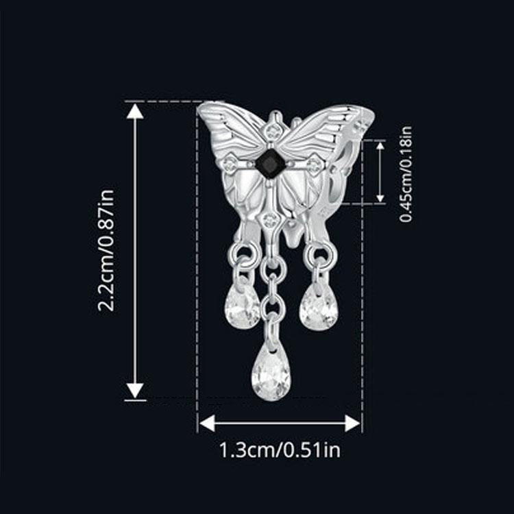925 Sterling Silver Platinum Plated Butterfly Tassel Pendant
