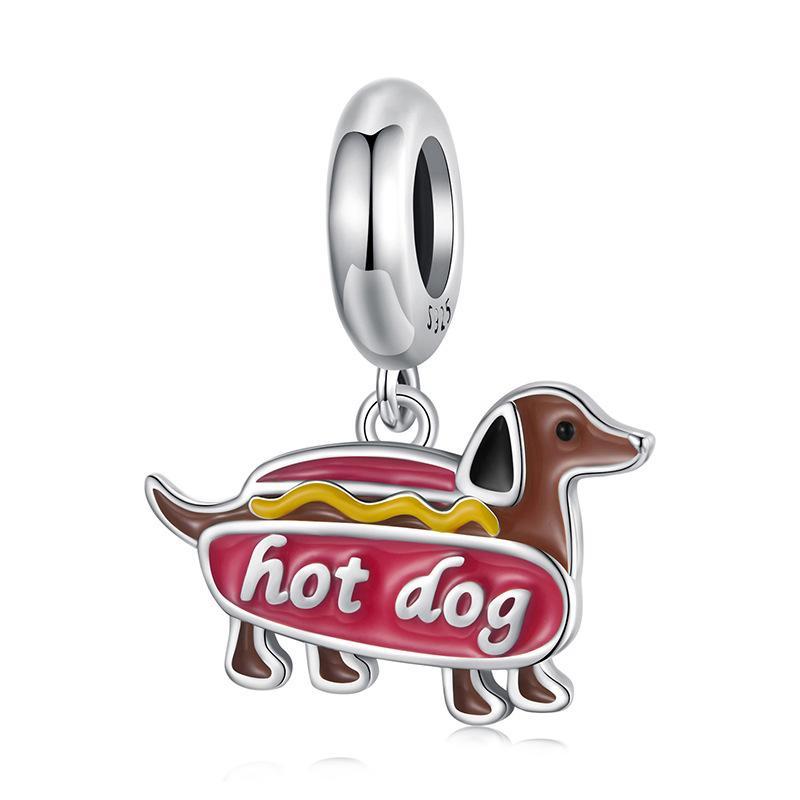 925 Sterling Silver Dachshund Pendant Animal Beads