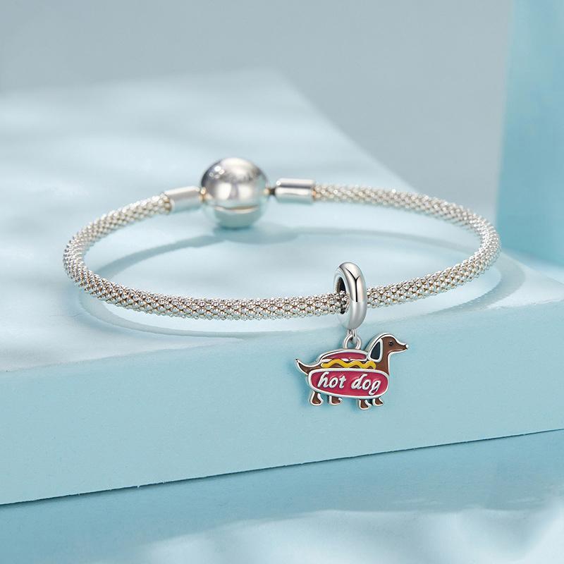 925 Sterling Silver Dachshund Pendant Animal Beads