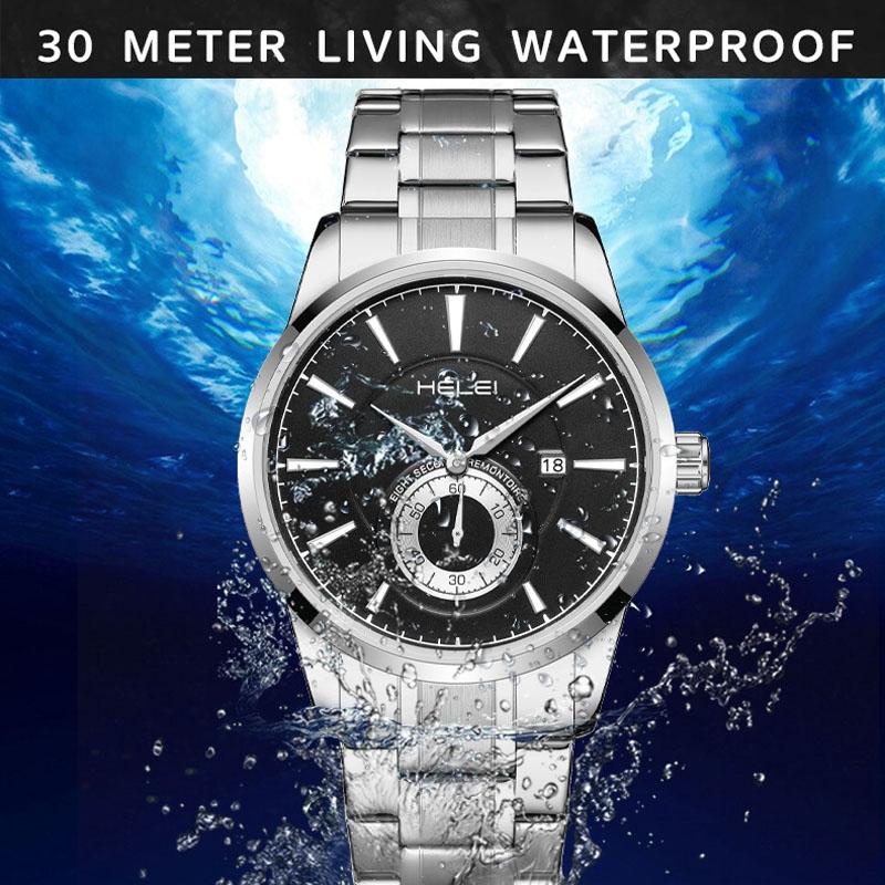 Waterproof Men Quartz Watch with Night Light - H9009b-g - Rose Gold White