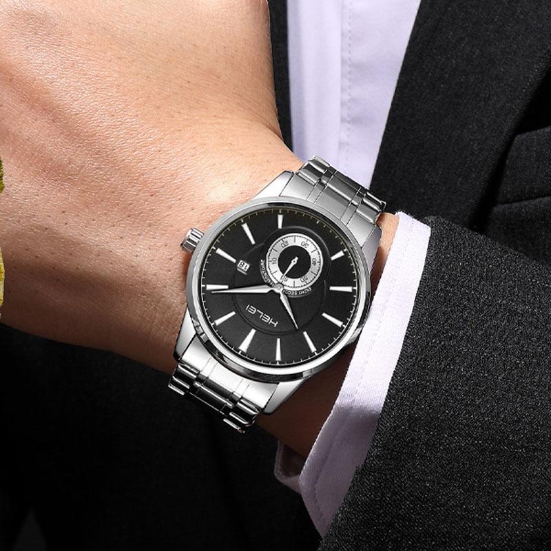 Waterproof Men Quartz Watch with Night Light - H9009b-g - Rose Gold White