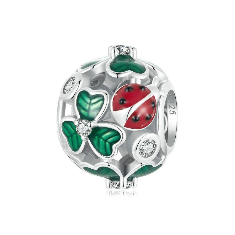 925 Sterling Silver Ladybug Clover Diy Beads