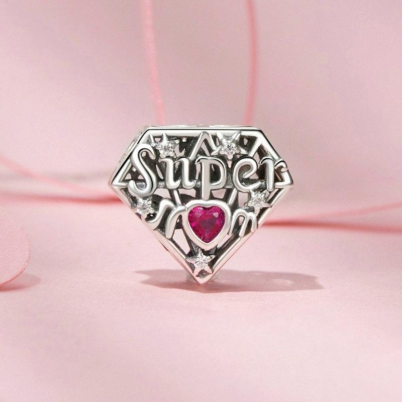 925 Sterling Silver Super Mom Diy Beaded Jewelry