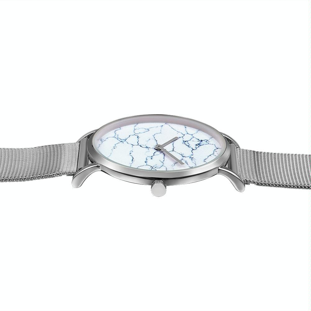 Stylish Men Quartz Watch with Stainless Steel Band - Round Dial Silver Alloy Case - Wa0736A