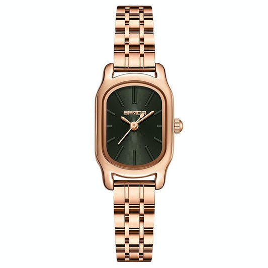 Waterproof Women Quartz Watch with Mini Dial and Steel Band - Green