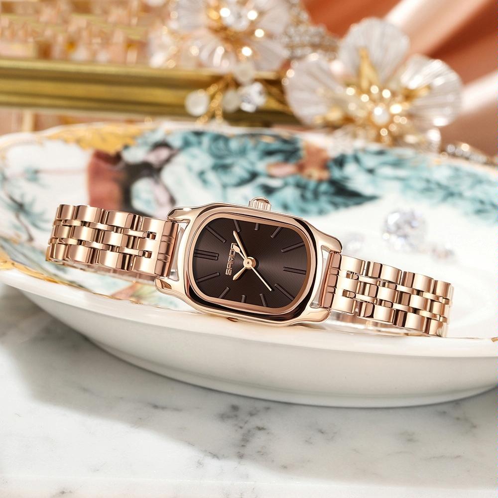 Waterproof Women Quartz Watch with Mini Dial and Steel Band - Green