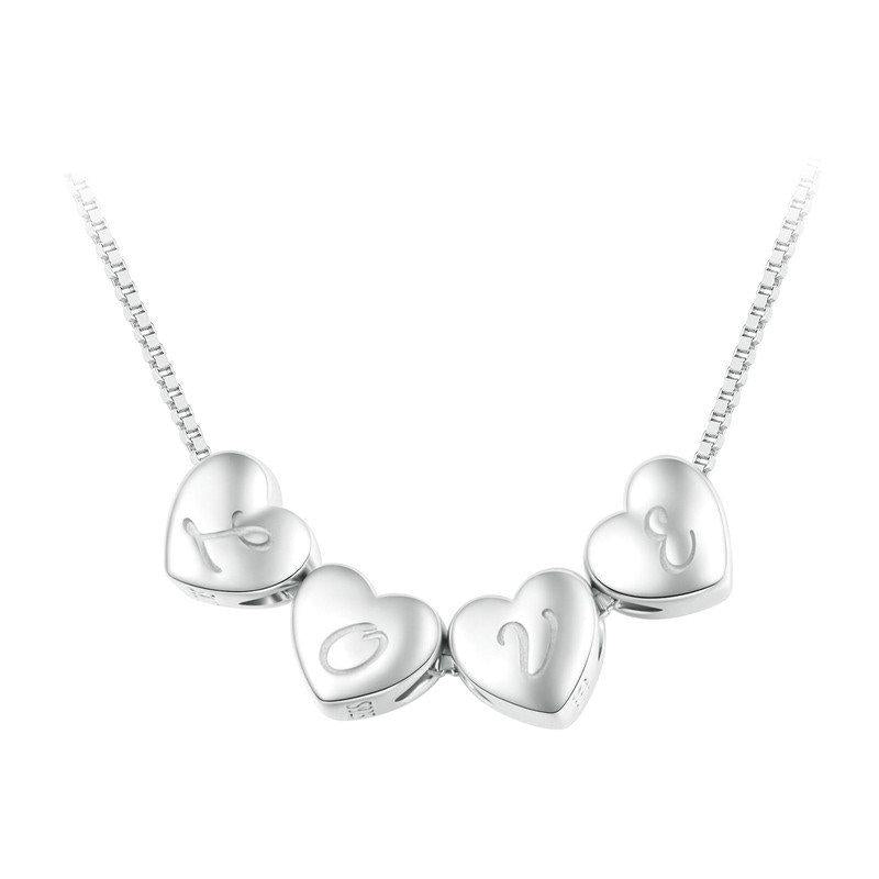 925 Sterling Silver Platinum Plated Love Letters Diy Beads In - O