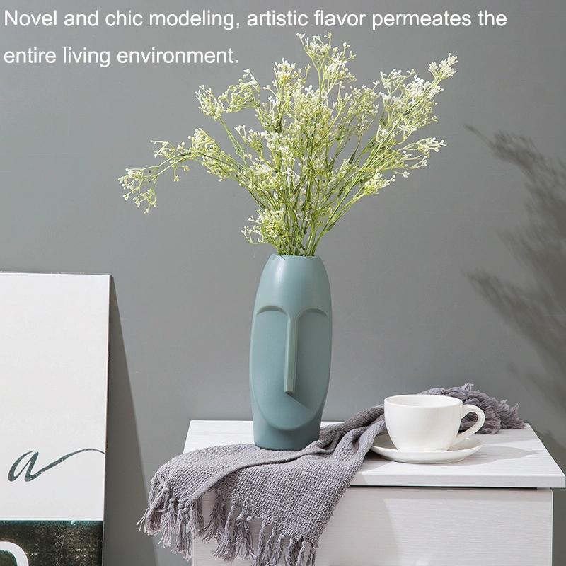 Thickened Pe Vase for Dried Flower Arrangements - Durable Drop-proof and Crack-proof - Sea Blue