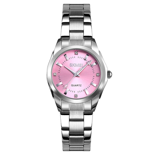 Waterproof Quartz Women Watch with Rhinestone Steel Strap - Delicate and Creative - Pink