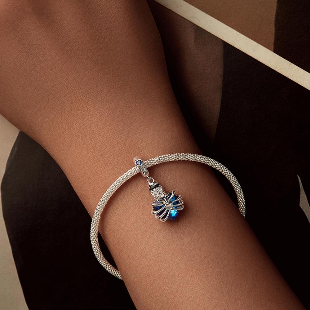 925 Sterling Silver Heart Pendant With Beaded Detail - Red