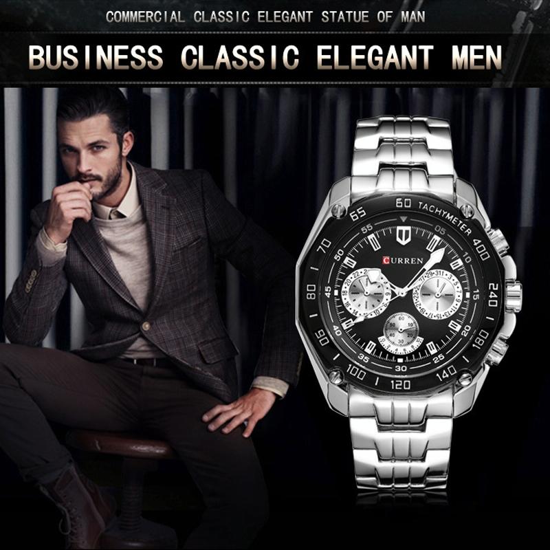 Waterproof Quartz Watch for Men - Casual Business Style - White Shell Black