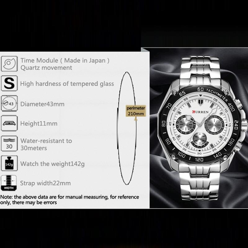 Waterproof Quartz Watch for Men - Casual Business Style - White Shell Black