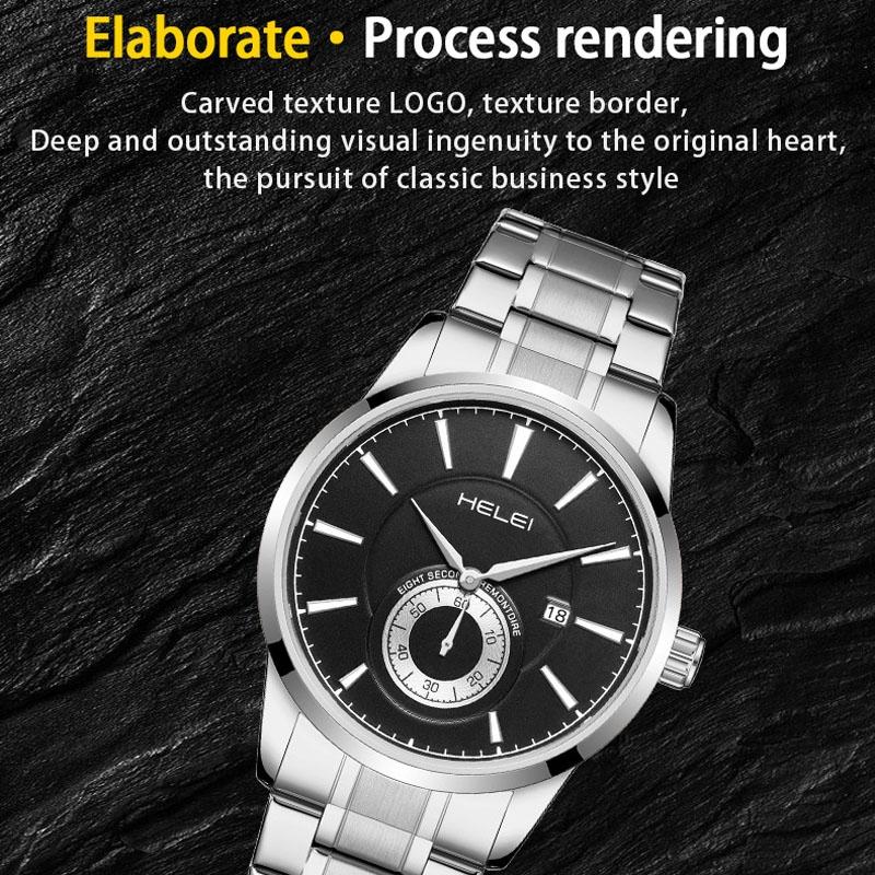 Waterproof Men Quartz Watch with Night Light - H9009b-g - Silver Gray