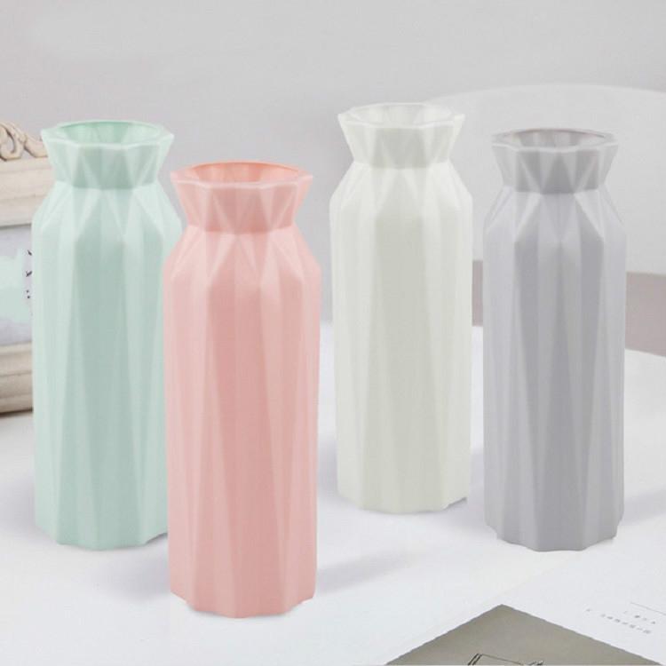 2-pack Plastic Round Vases - Simple Anti-fall Home Decor Ornaments - Gray