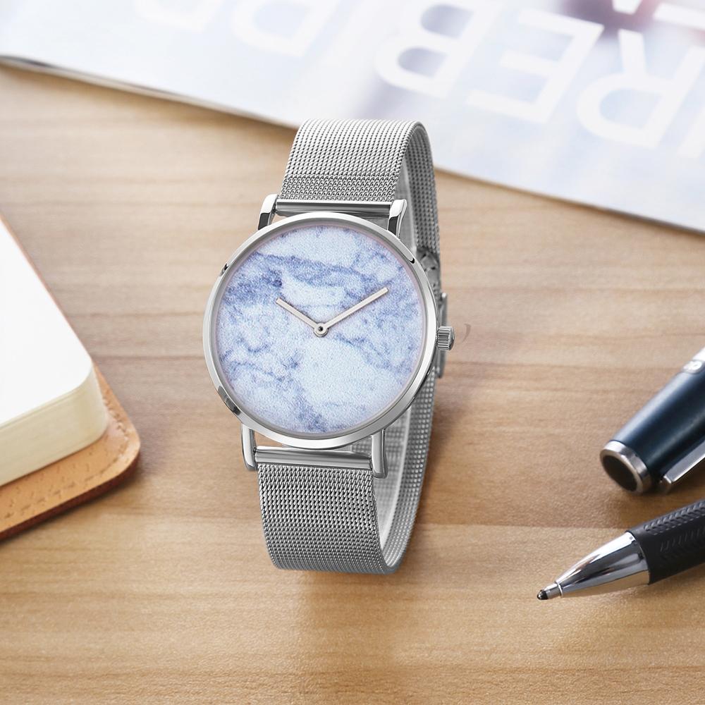 Stylish Women Quartz Watch with Stainless Steel Band - Round Dial Silver Alloy Case - Wa0730C
