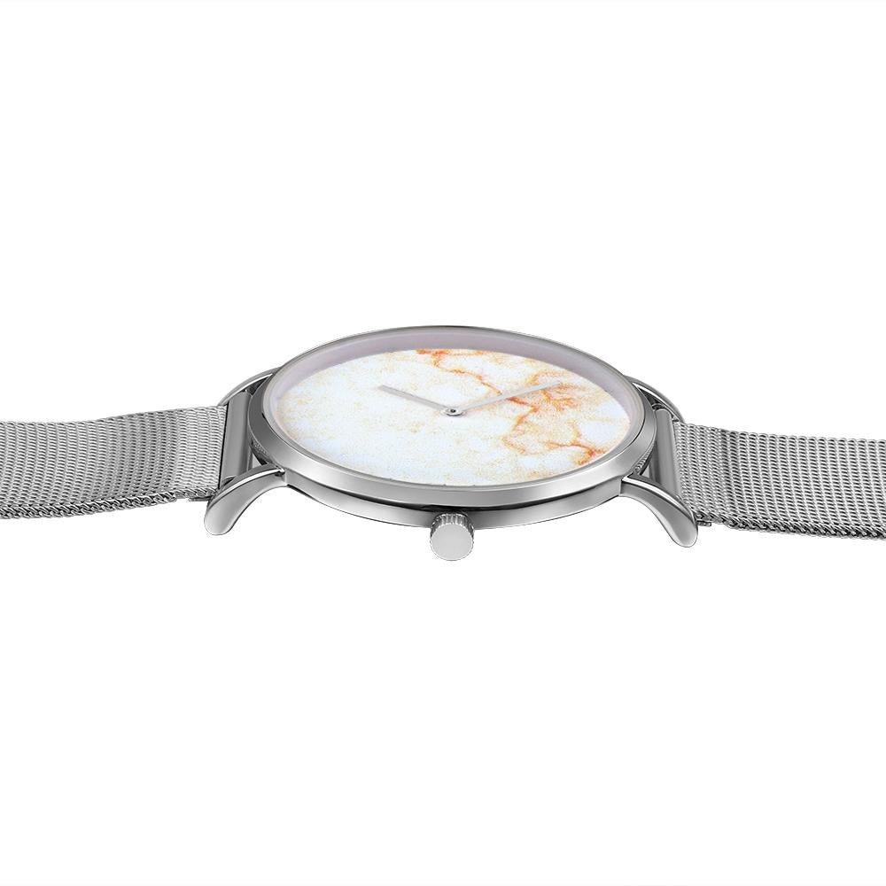 Stylish Women Quartz Watch with Stainless Steel Band - Round Dial Silver Alloy Case - Wa0730C