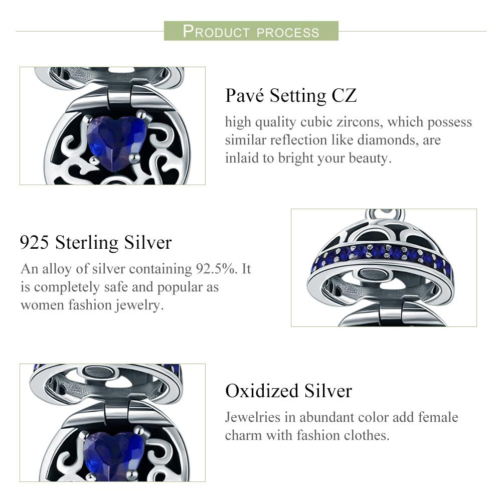 925 Sterling Silver Surprise Love Pendant For Diy Bracelets & Necklaces - Blue