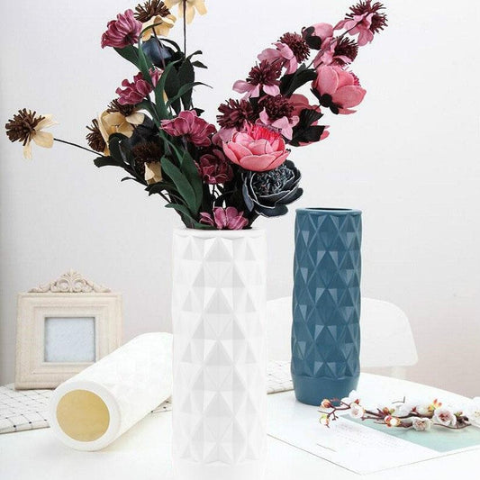 Creative Plastic Vase for Home Decoration - Flower Arrangement Container - Milk White