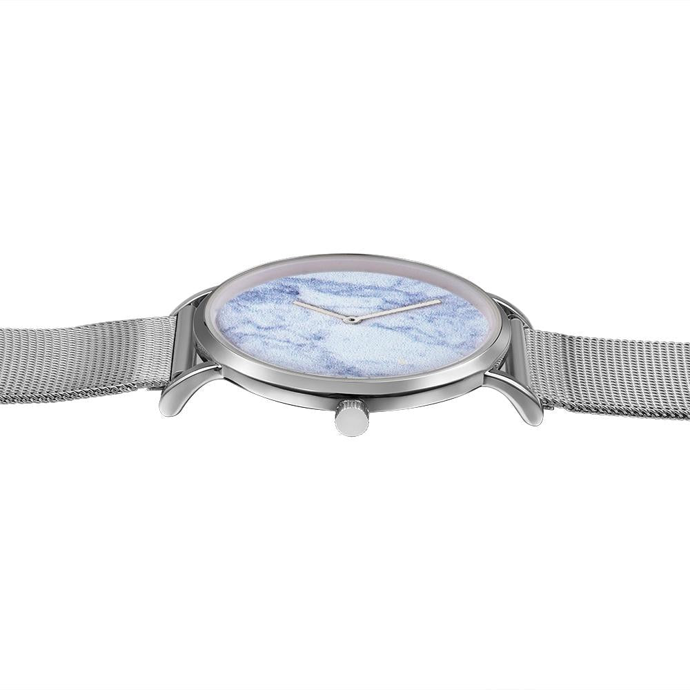 Stylish Women Quartz Watch with Stainless Steel Band - Round Dial Silver Alloy Case - Wa0730D