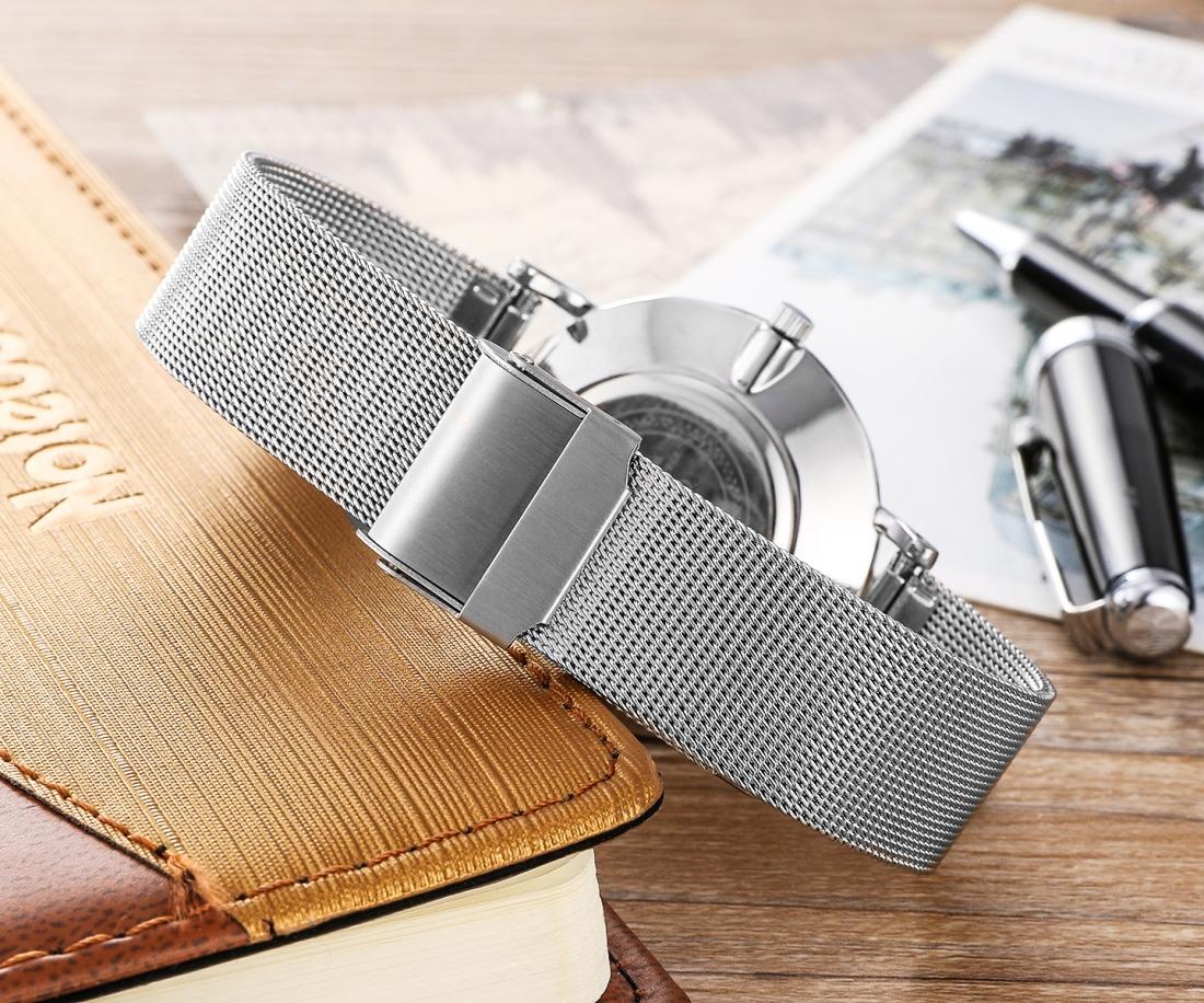 Stylish Women Quartz Watch with Stainless Steel Band - Round Dial Silver Alloy Case - Wa0730D