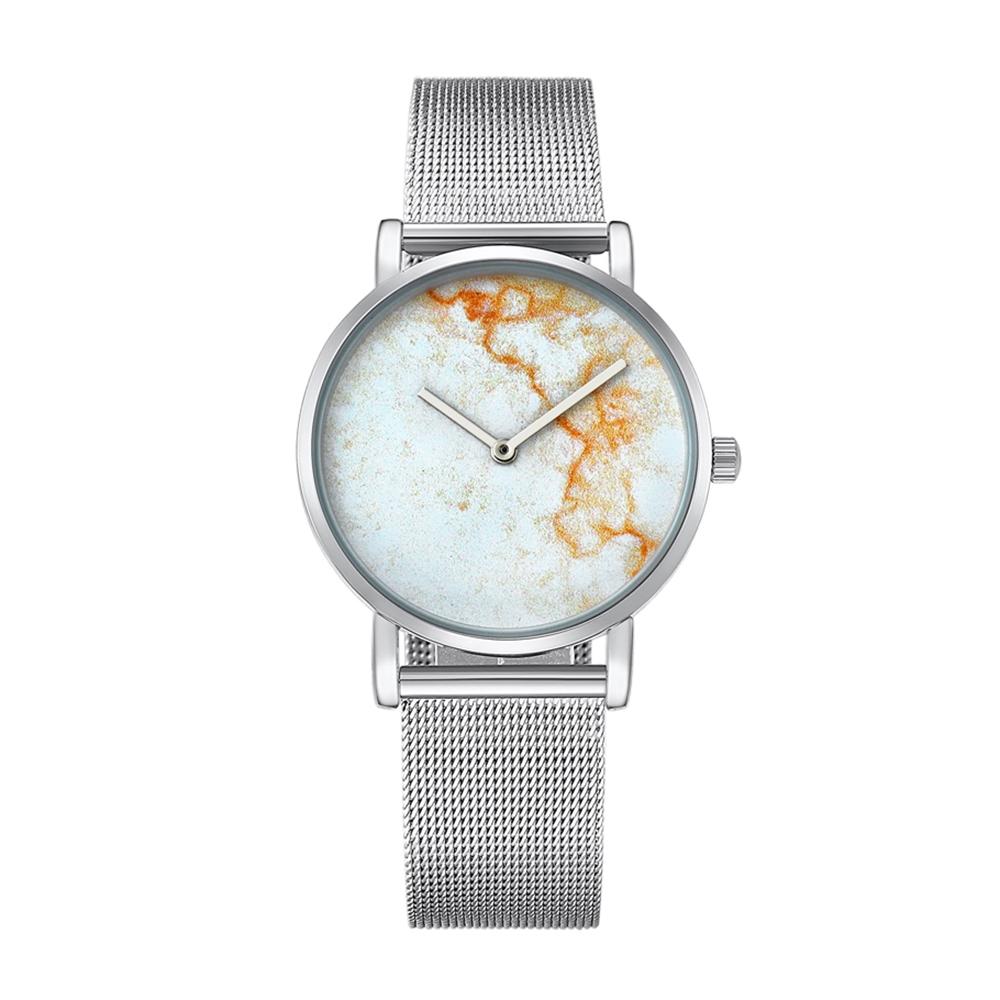 Stylish Women Quartz Watch with Stainless Steel Band - Round Dial Silver Alloy Case - Wa0730D