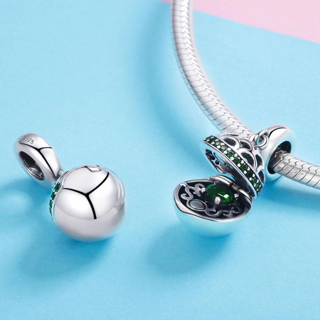 925 Sterling Silver Surprise Love Pendant For Diy Bracelets & Necklaces - Dark Green