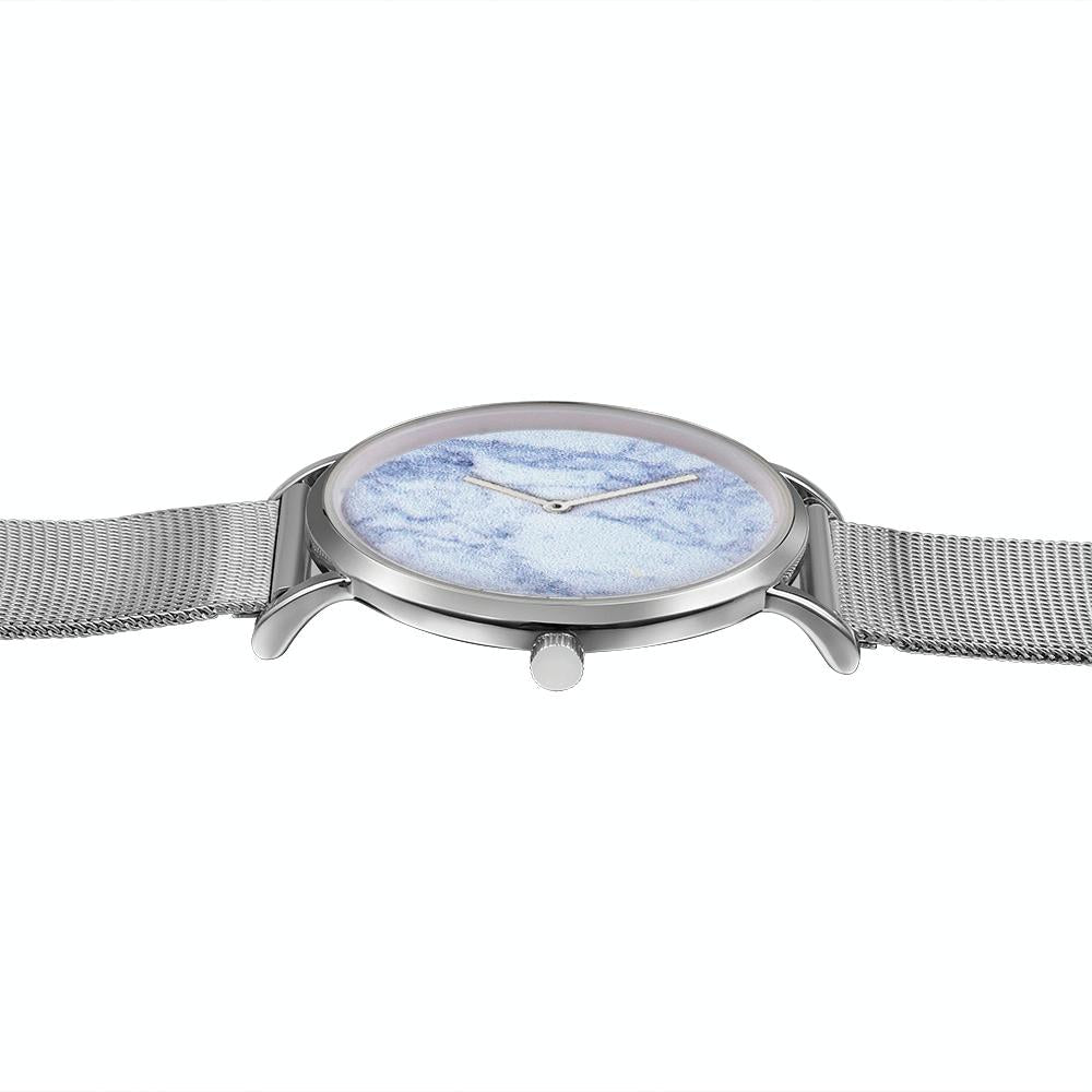 Stylish Men Quartz Watch with Stainless Steel Band - Round Dial Silver Alloy Case - Wa0736D