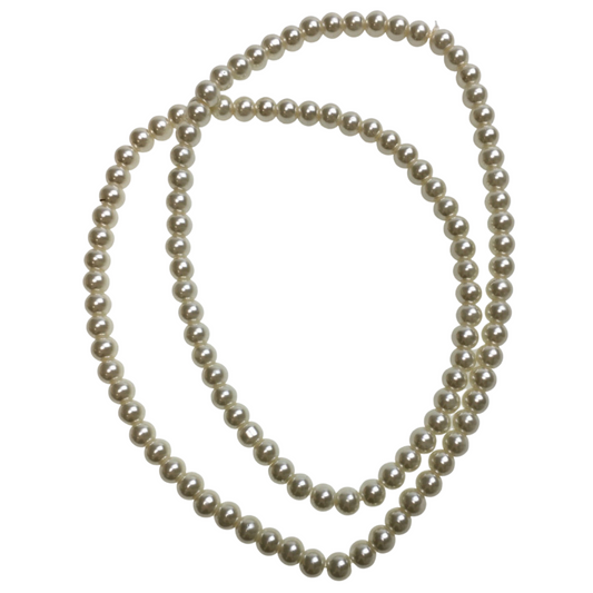 48cm PEARL NECKLACE 1920s Gatsby Flapper Burlesque Gangster Costume Party - Off White