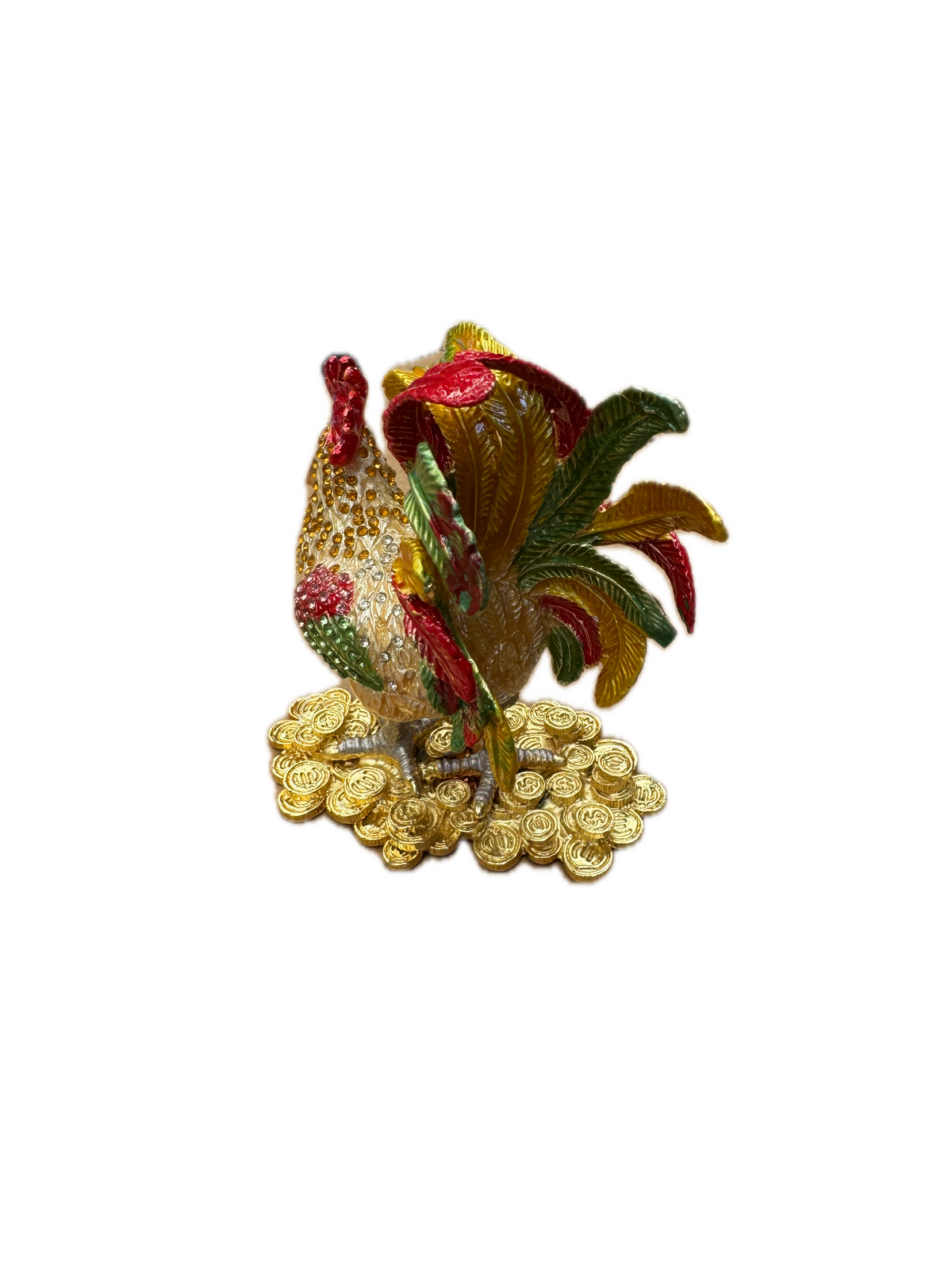 ROOSTER TRINKET JEWELLERY BOX Figurine Home Decor Ornament Chicken Jewelled