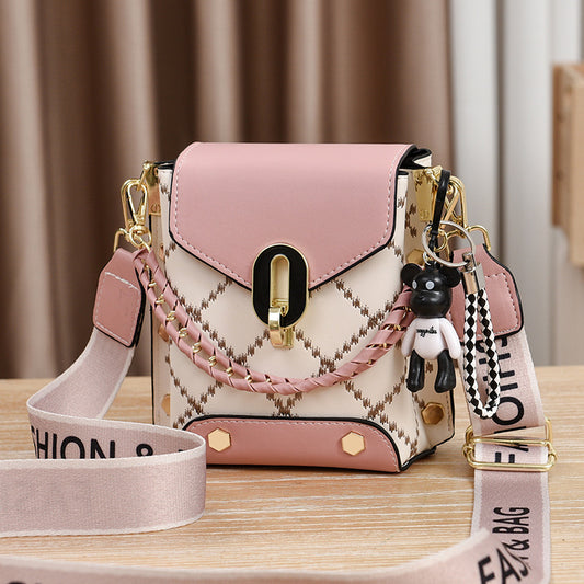 Pink Stylish Korean Minimalist Crossbody Bag - Elegant Small Square Shoulder Bag with Phone Pocket