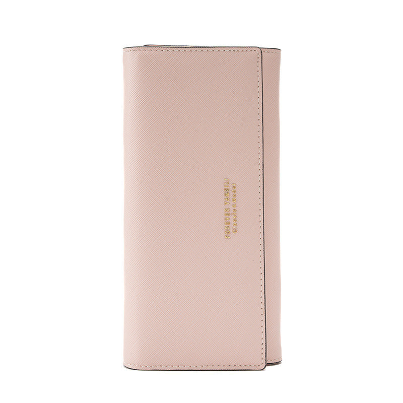 Pink PU Slim Wallet with Polyester Interior - Stylish Clutch for Cards and Cash