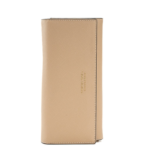 Apricot PU Slim Wallet with Polyester Interior - Stylish Clutch for Cards and Cash
