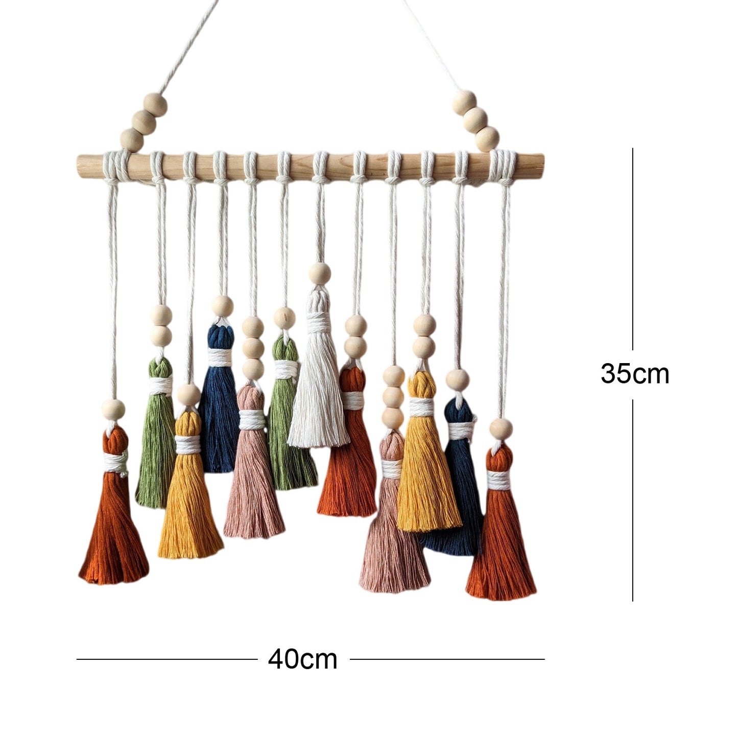 Colorful Tassel Wall Hanging-Wooden Beads Boho Tapestry Home Decor