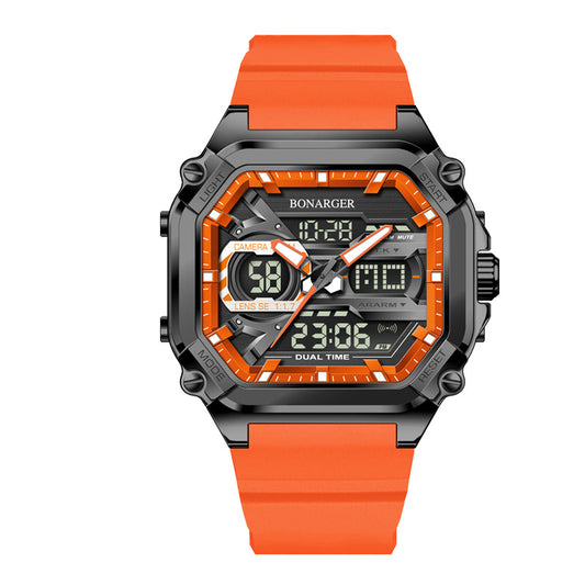 Orange Men's Dual Display Watch - Dual Time Digital Analog Waterproof Sports Watch