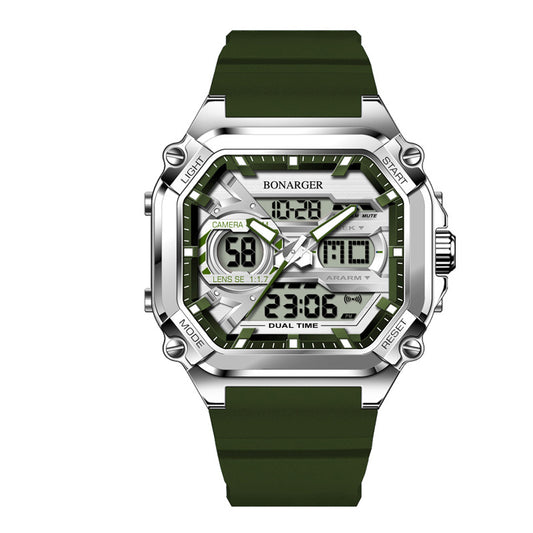 Green Men's Dual Display Watch - Dual Time Digital Analog Waterproof Sports Watch