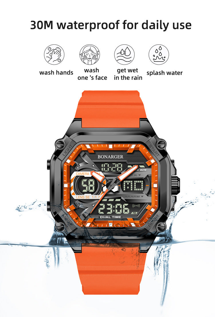 Blue Men's Dual Display Watch - Dual Time Digital Analog Waterproof Sports Watch