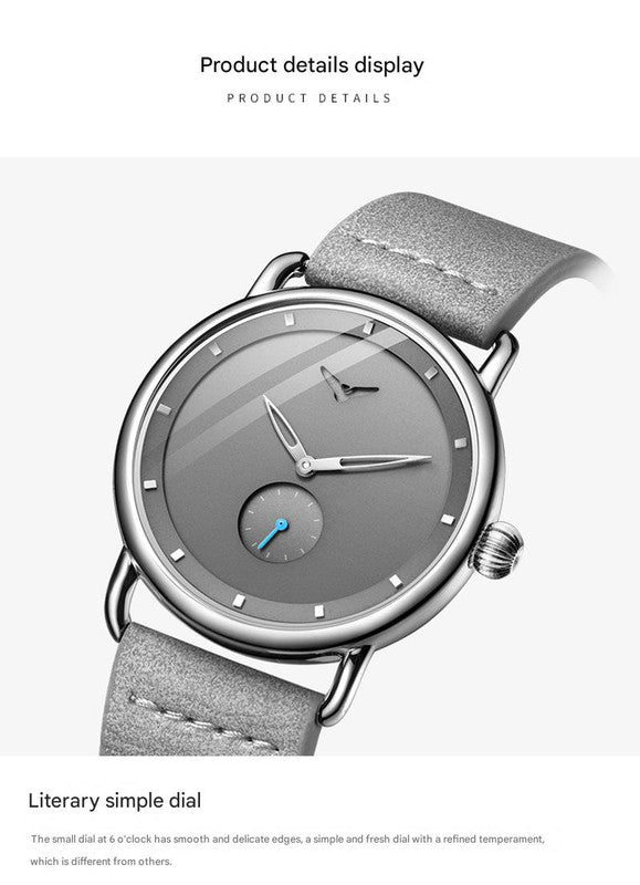 Rose shell white flour Elegant Men's Watch with Leather Band - Small Seconds, Onion Crown Detail