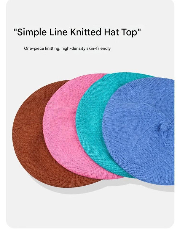 Camel Vintage Inspired Knitted Beret - Stretchy & Comfortable Wool Blend Cap